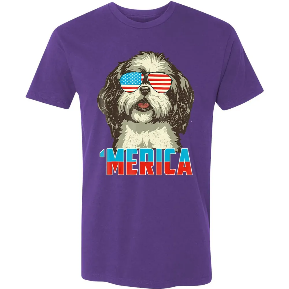 4th of July Patriot Shih Tzu Merica  for Women Men Premium Unisex T-shirt - 7