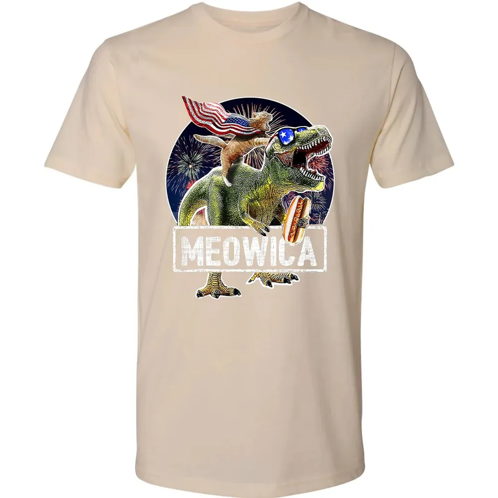 Meowica American Flag Cat T Rex Dinosaur 4th of July Kids Premium Unisex T-shirt - 13