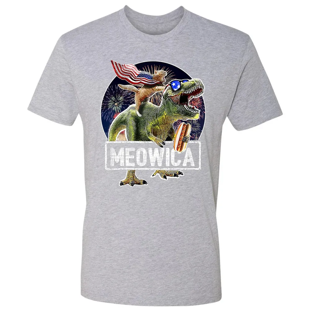 Meowica American Flag Cat T Rex Dinosaur 4th of July Kids Premium Unisex T-shirt - 9