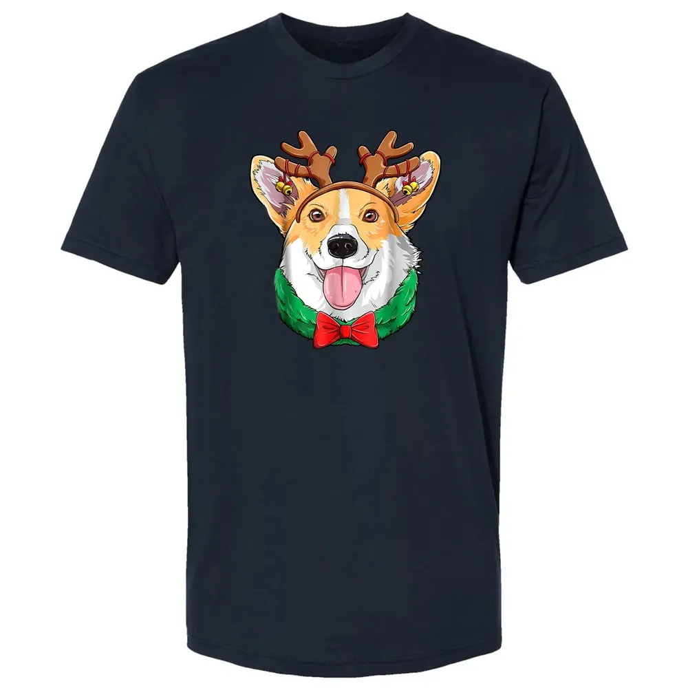 Corgi Christmas  Reindeer Antlers Dog Xmas Girls Kids Premium Unisex T-shirt - 2