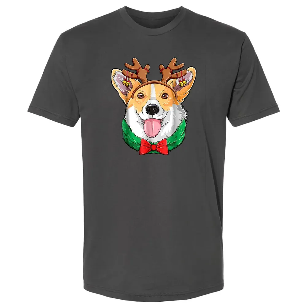 Corgi Christmas  Reindeer Antlers Dog Xmas Girls Kids Premium Unisex T-shirt - 8