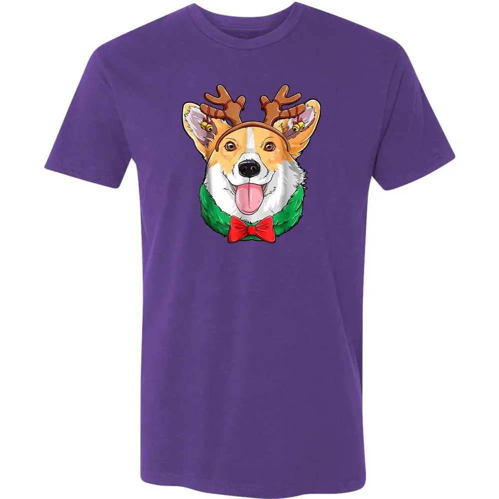 Corgi Christmas  Reindeer Antlers Dog Xmas Girls Kids Premium Unisex T-shirt - 7