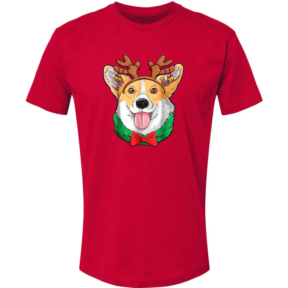 Corgi Christmas  Reindeer Antlers Dog Xmas Girls Kids Premium Unisex T-shirt - 6