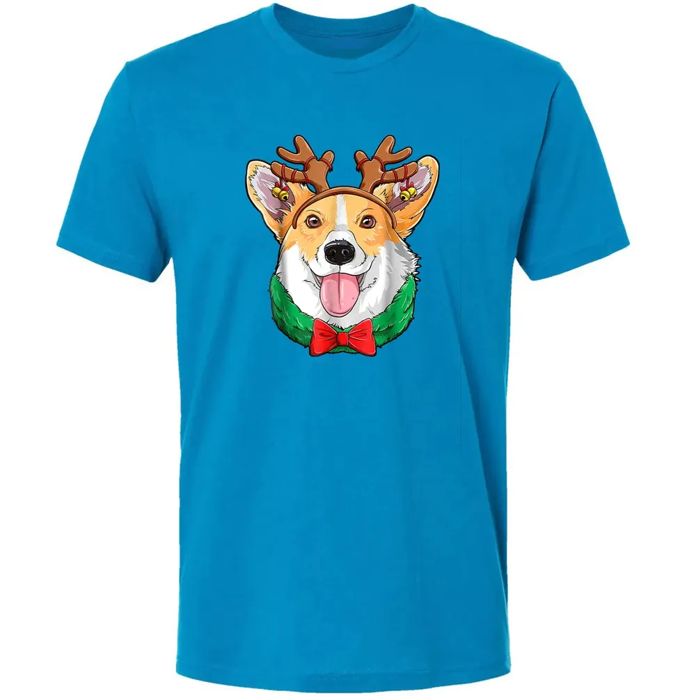 Corgi Christmas  Reindeer Antlers Dog Xmas Girls Kids Premium Unisex T-shirt - 15