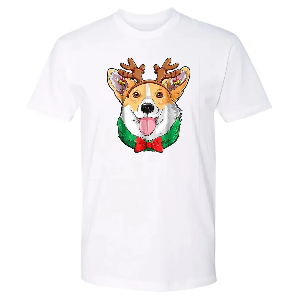 Corgi Christmas  Reindeer Antlers Dog Xmas Girls Kids Premium Unisex T-shirt - 4