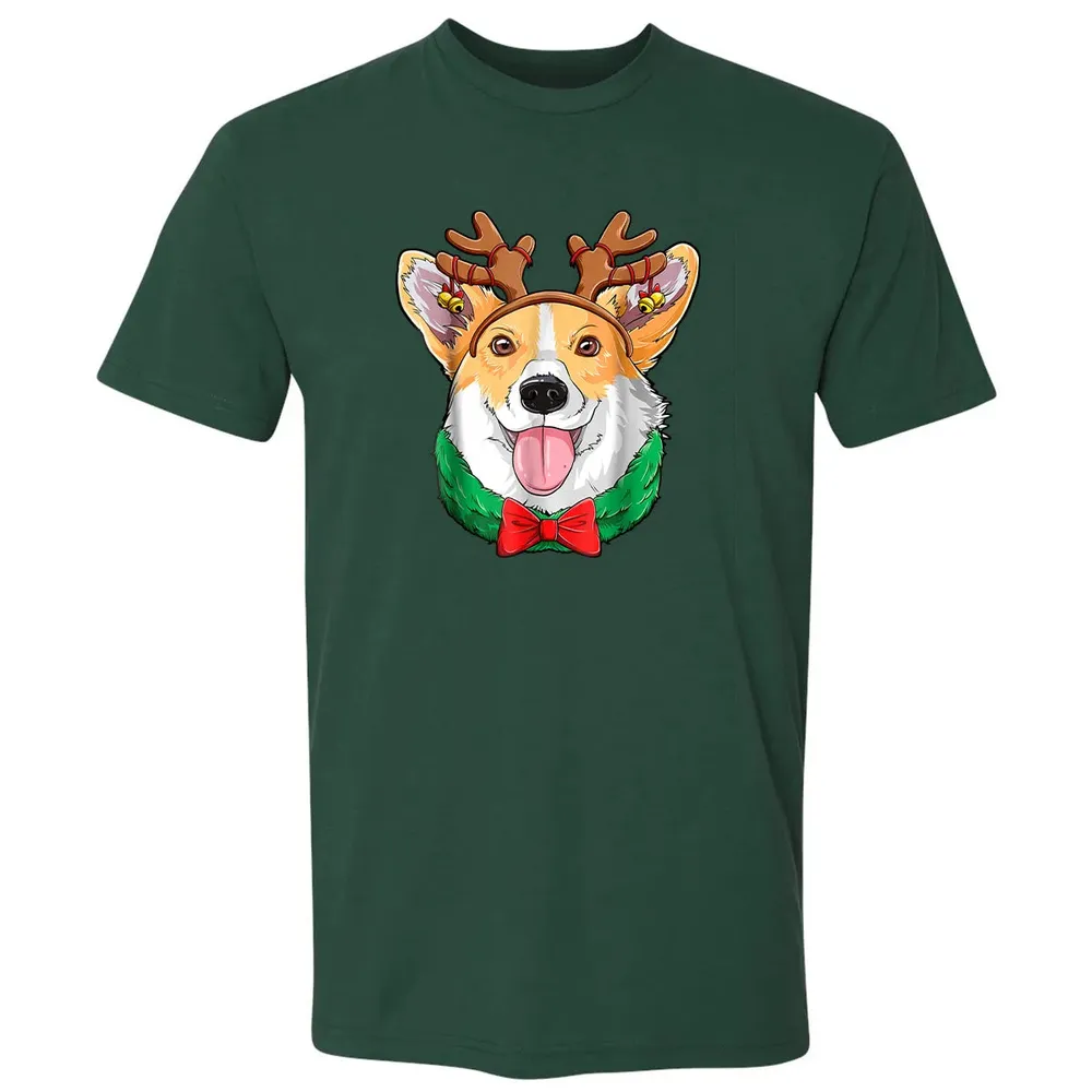 Corgi Christmas  Reindeer Antlers Dog Xmas Girls Kids Premium Unisex T-shirt - 12