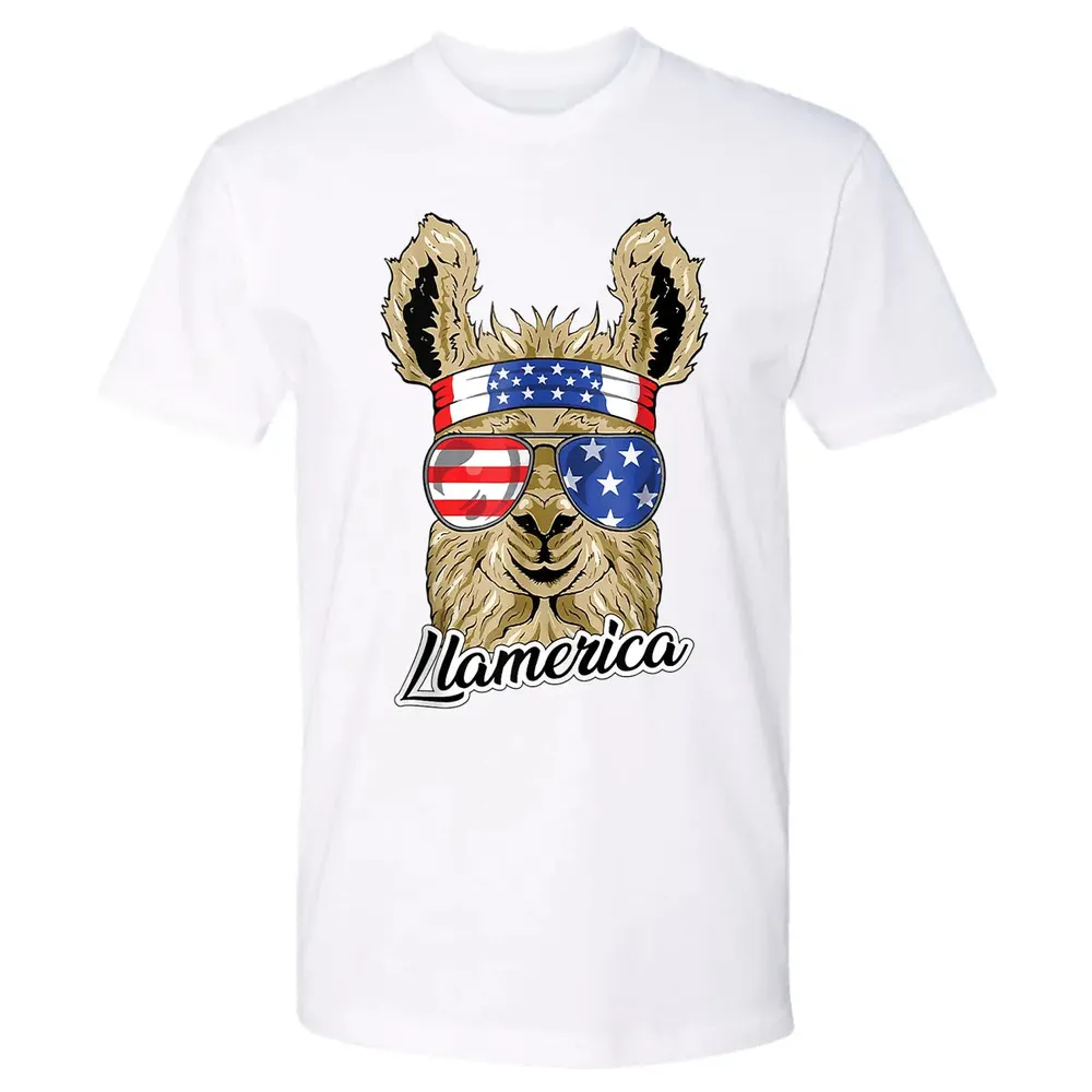 Llamerica American Llama Patriotic USA 4th Of July Funny Premium Unisex T-shirt - 4