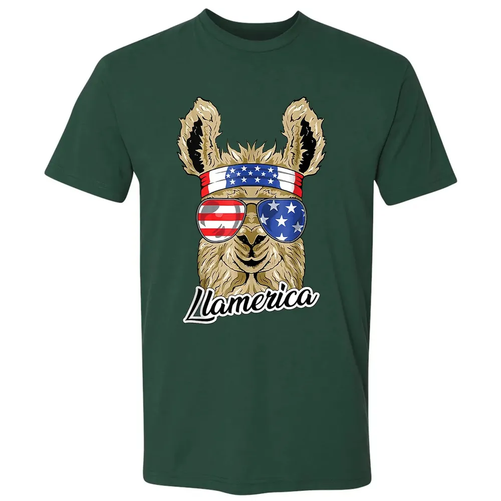 Llamerica American Llama Patriotic USA 4th Of July Funny Premium Unisex T-shirt - 12