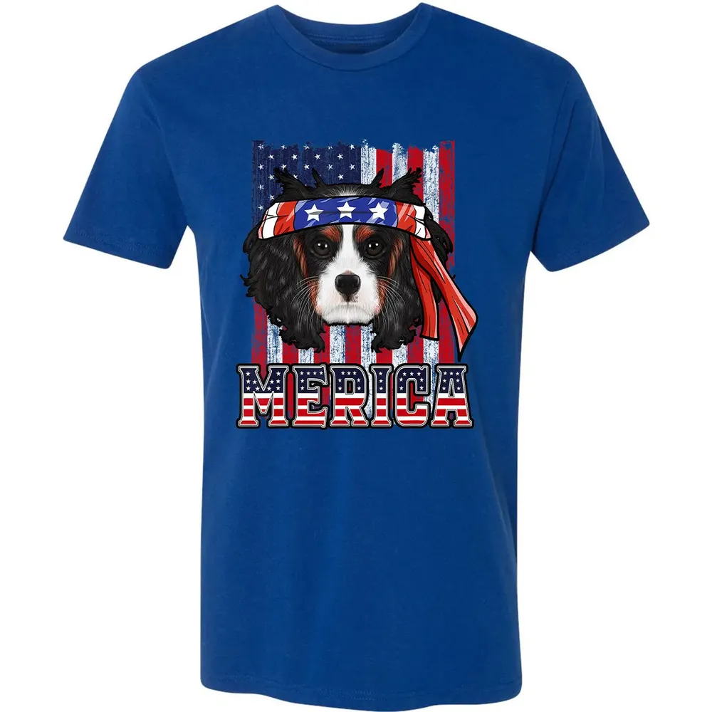 Cavalier King Charles Spaniel Merica 4th of July Dog Flag Premium Unisex T-shirt - 10