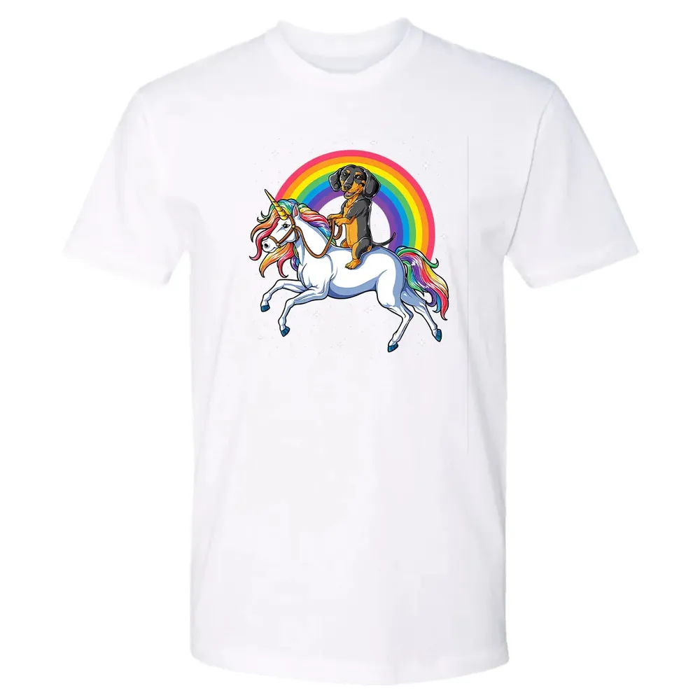 Dachshund Unicorn  Girls Space Galaxy Rainbow Dog Premium Unisex T-shirt - 4