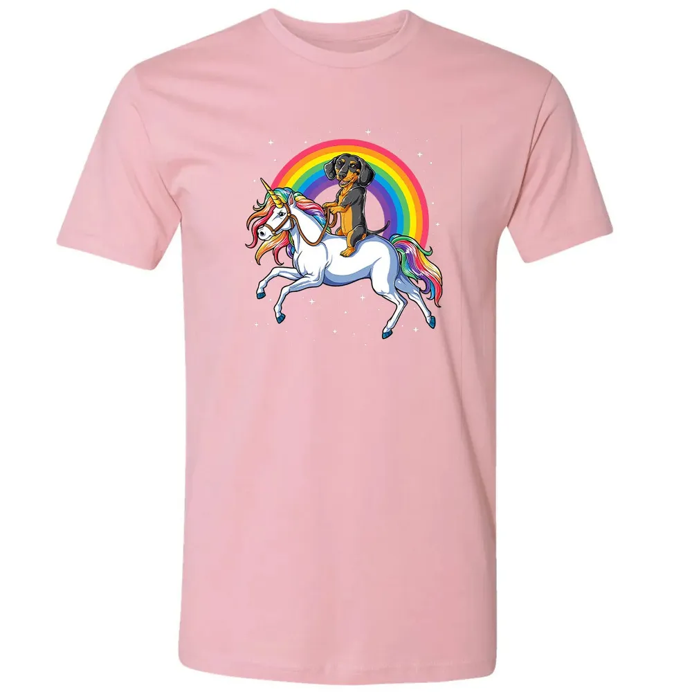 Dachshund Unicorn  Girls Space Galaxy Rainbow Dog Premium Unisex T-shirt - 3
