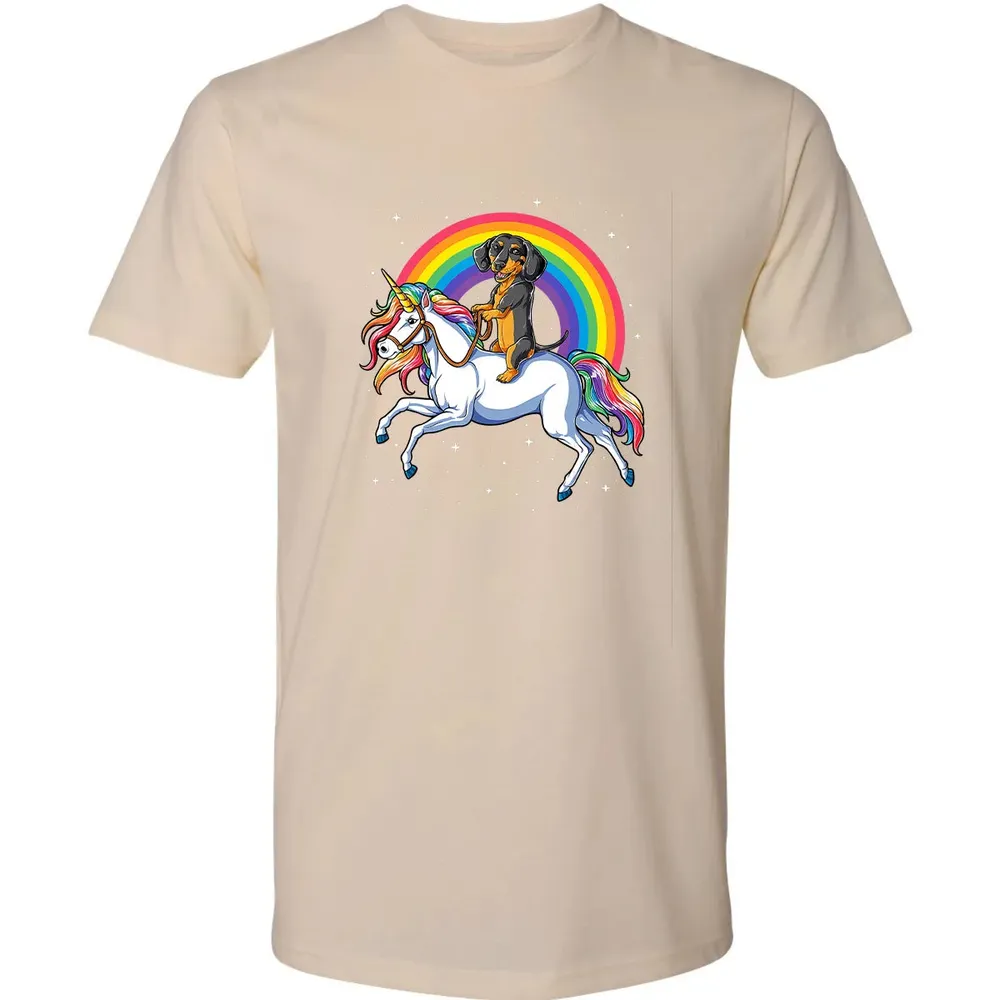 Dachshund Unicorn  Girls Space Galaxy Rainbow Dog Premium Unisex T-shirt - 13