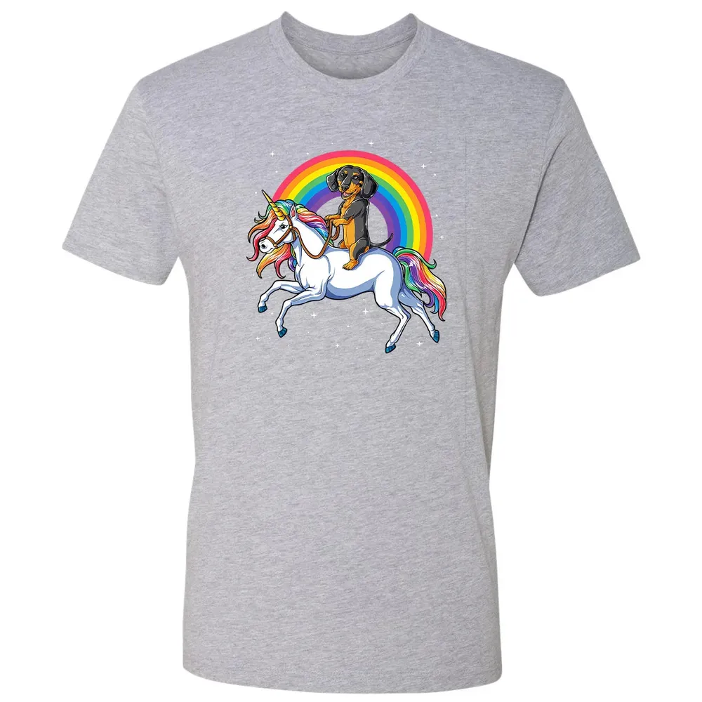 Dachshund Unicorn  Girls Space Galaxy Rainbow Dog Premium Unisex T-shirt - 9