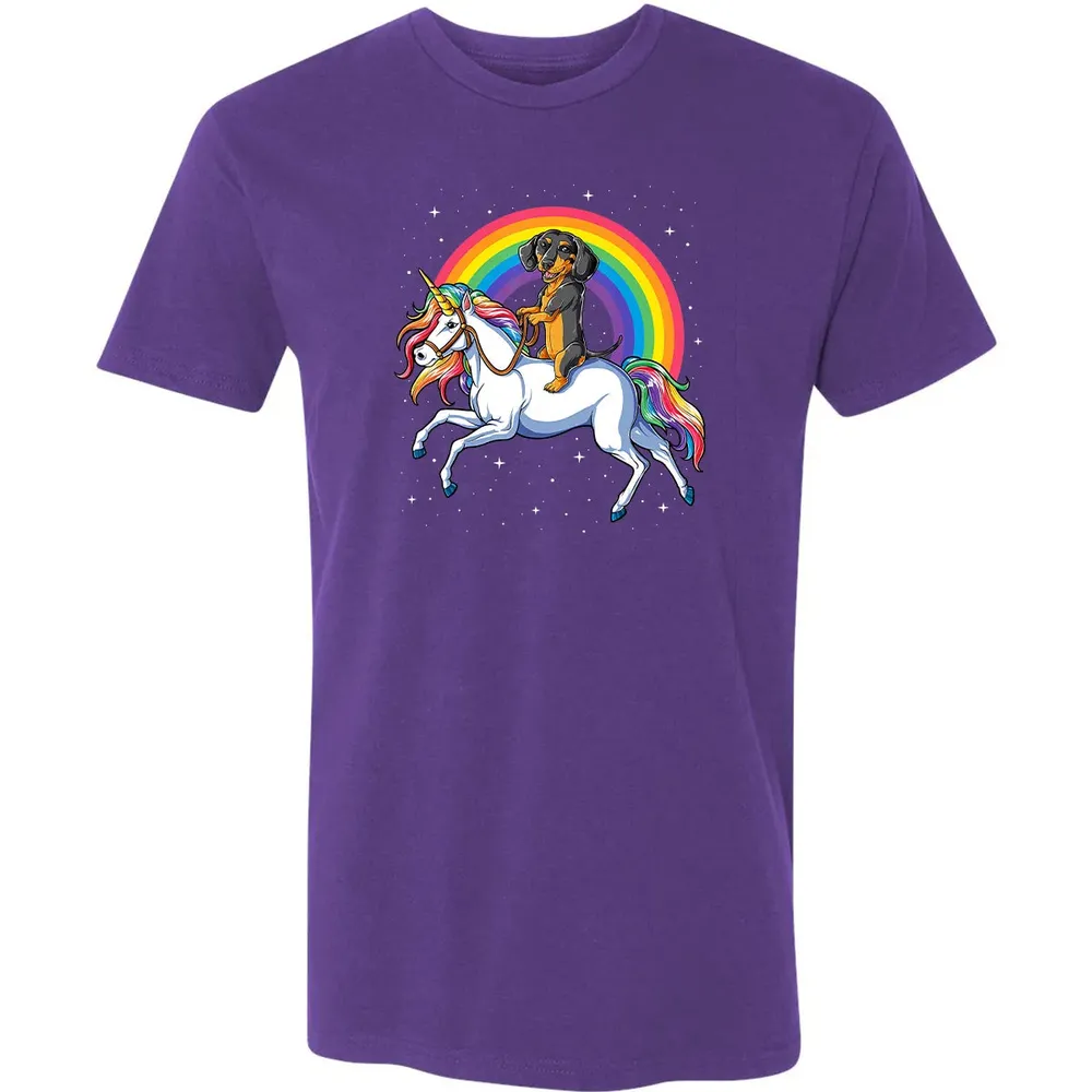 Dachshund Unicorn  Girls Space Galaxy Rainbow Dog Premium Unisex T-shirt - 7