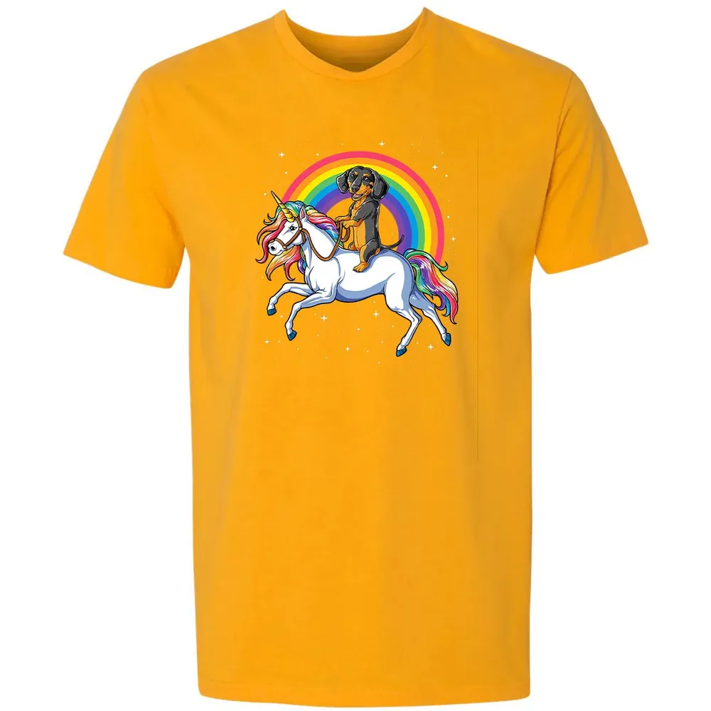 Dachshund Unicorn  Girls Space Galaxy Rainbow Dog Premium Unisex T-shirt - 11