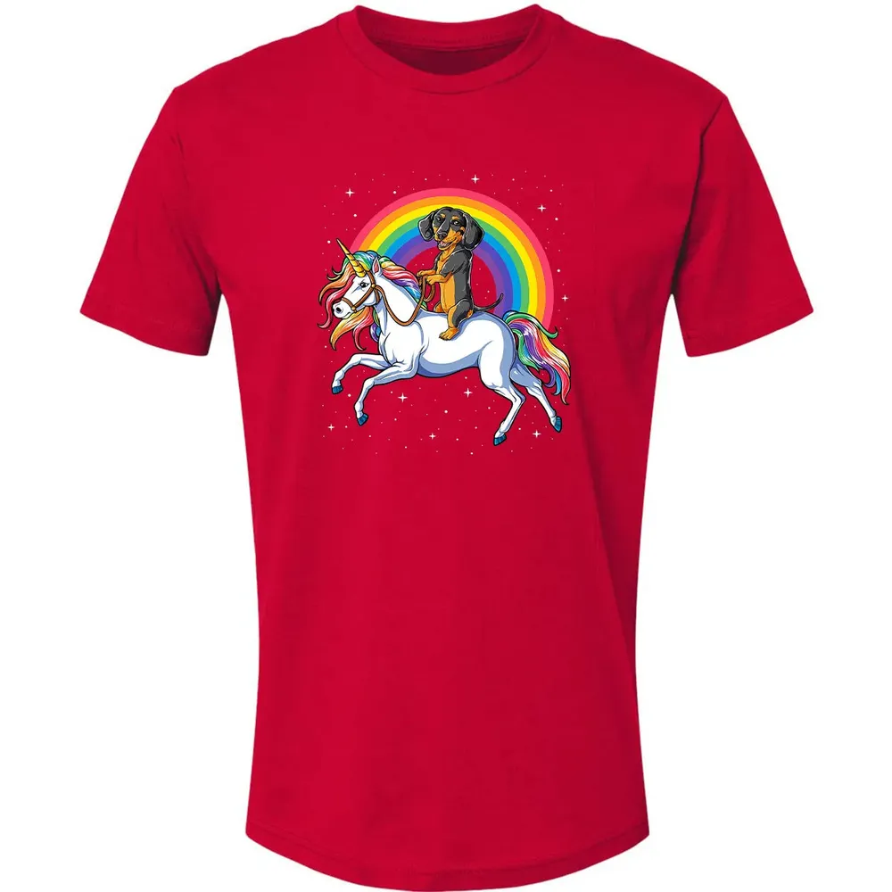 Dachshund Unicorn  Girls Space Galaxy Rainbow Dog Premium Unisex T-shirt - 6