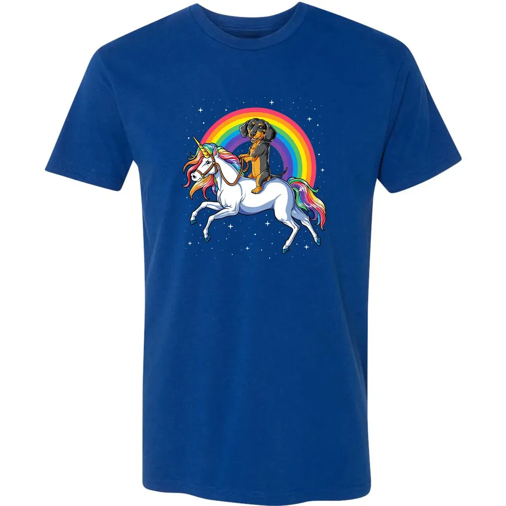 Dachshund Unicorn  Girls Space Galaxy Rainbow Dog Premium Unisex T-shirt - 10