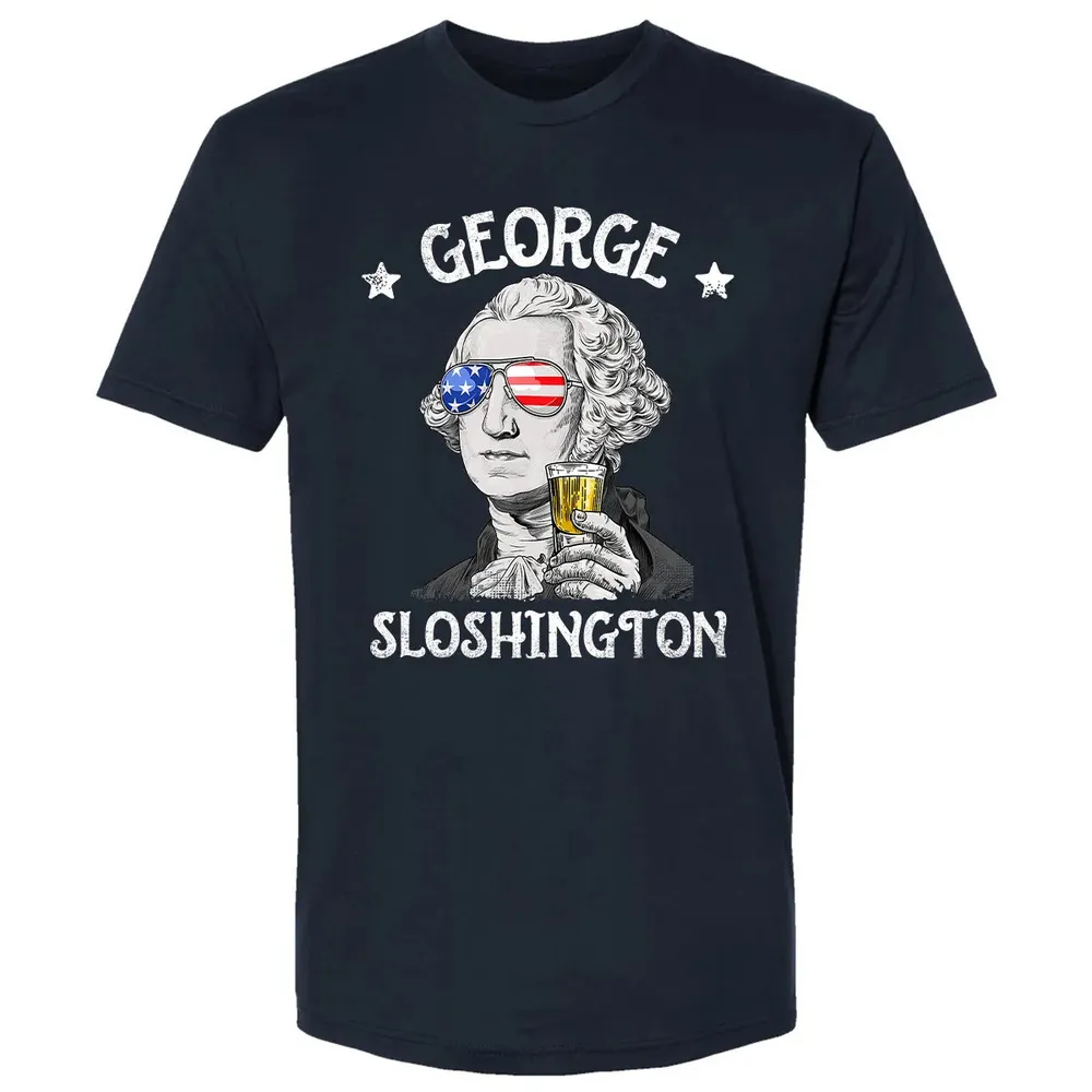 George Sloshington Washington 4th of July Men Funny American Premium Unisex T-shirt - 2