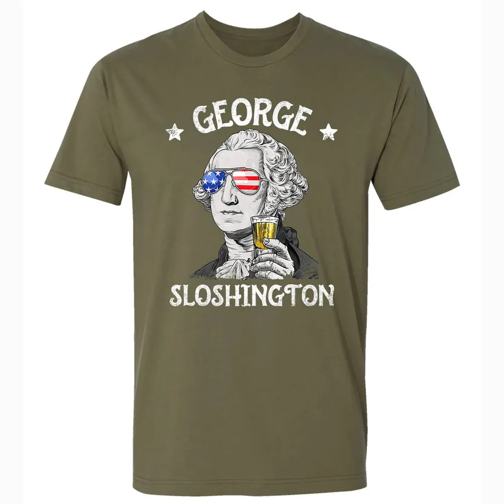 George Sloshington Washington 4th of July Men Funny American Premium Unisex T-shirt - 5