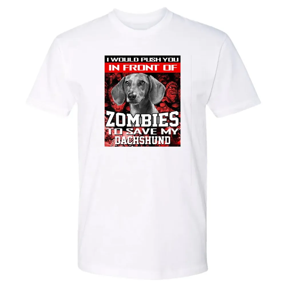 In Front Of Zombies To Save My Dachshund Halloween Saying Premium Unisex T-shirt - 4
