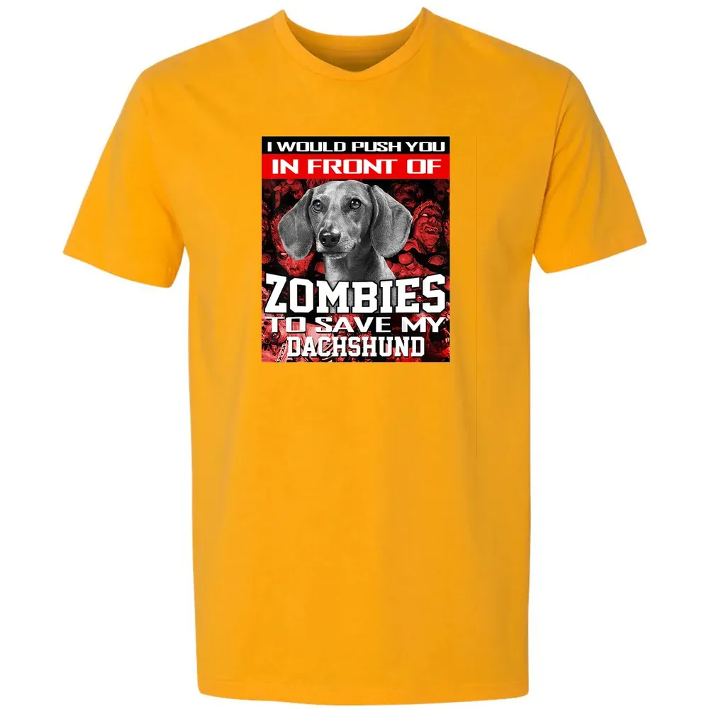 In Front Of Zombies To Save My Dachshund Halloween Saying Premium Unisex T-shirt - 11