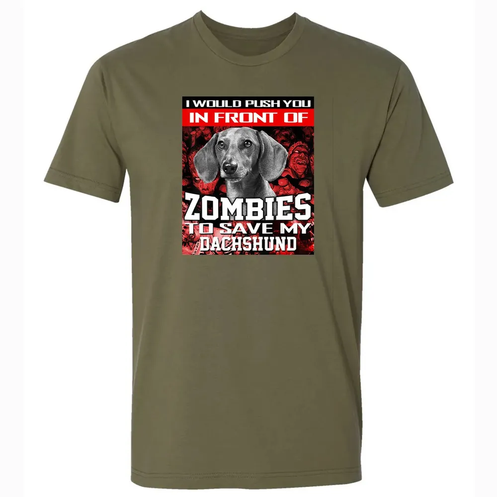 In Front Of Zombies To Save My Dachshund Halloween Saying Premium Unisex T-shirt - 5