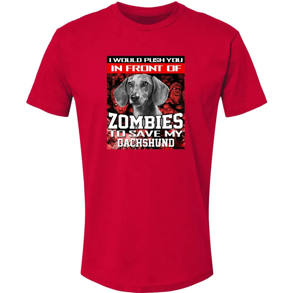 In Front Of Zombies To Save My Dachshund Halloween Saying Premium Unisex T-shirt - 6