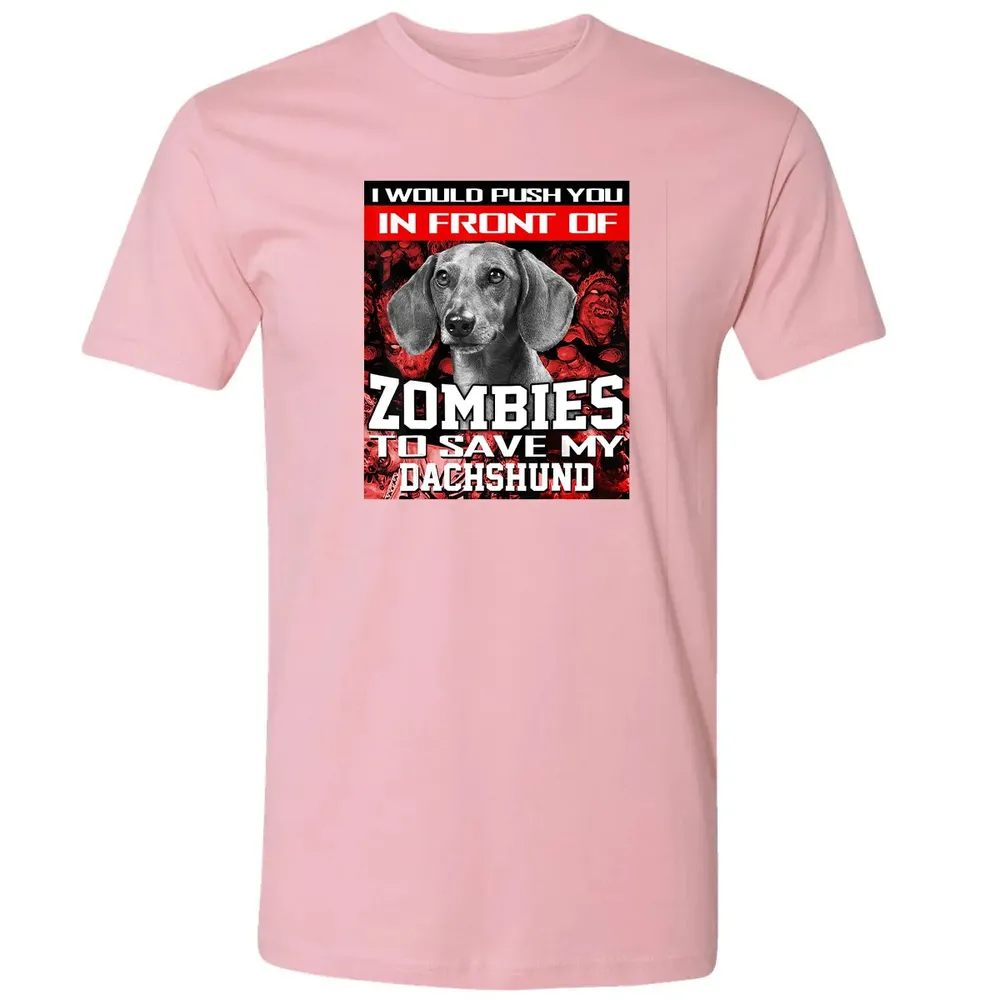 In Front Of Zombies To Save My Dachshund Halloween Saying Premium Unisex T-shirt - 3