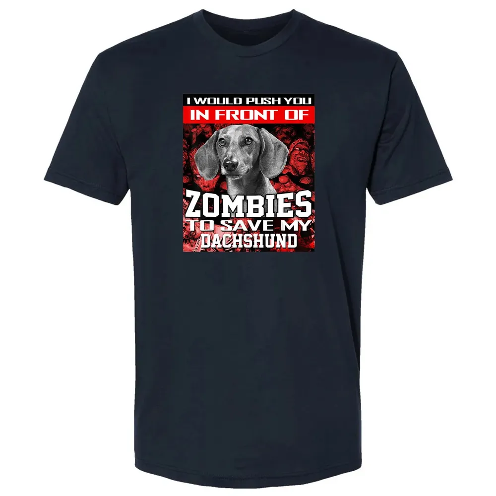 In Front Of Zombies To Save My Dachshund Halloween Saying Premium Unisex T-shirt - 2