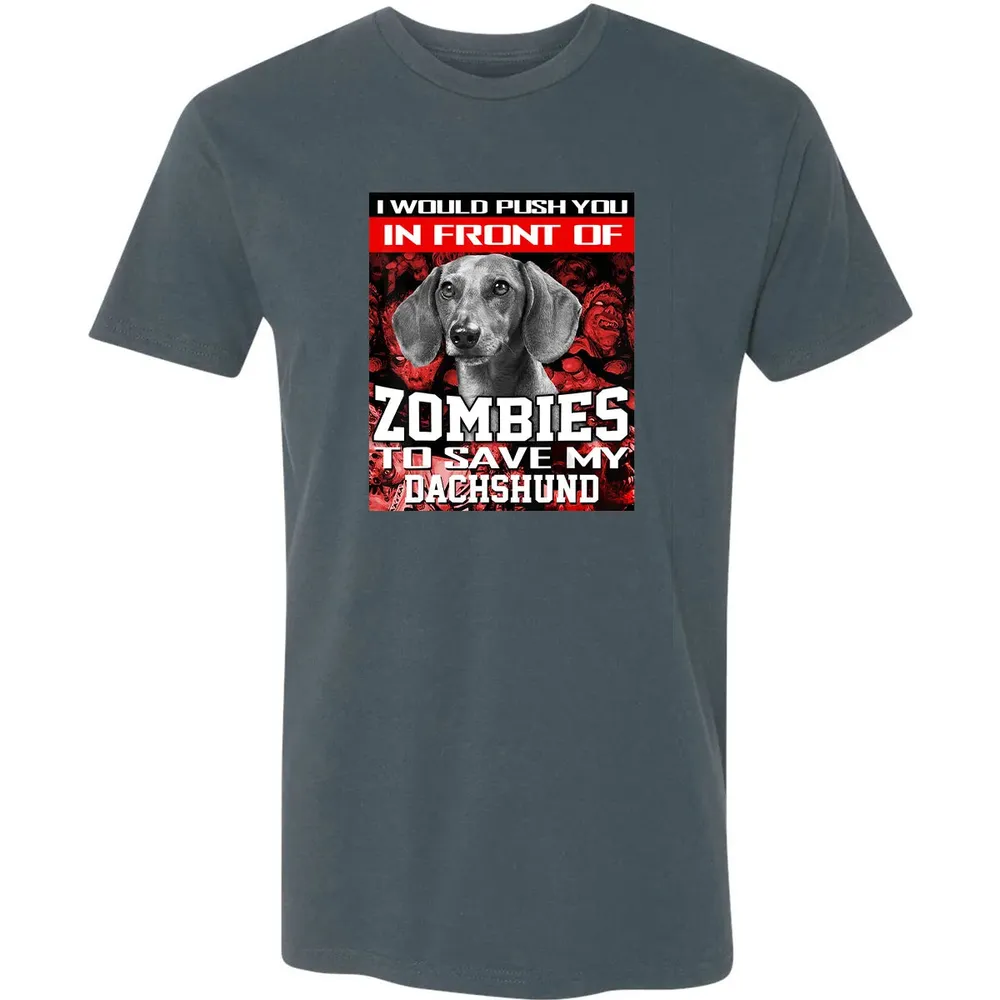 In Front Of Zombies To Save My Dachshund Halloween Saying Premium Unisex T-shirt - 14
