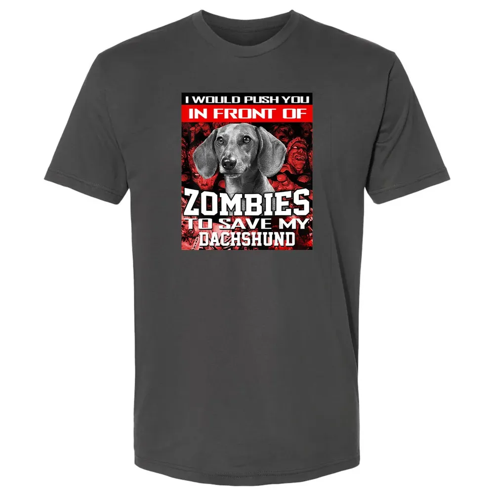 In Front Of Zombies To Save My Dachshund Halloween Saying Premium Unisex T-shirt - 8