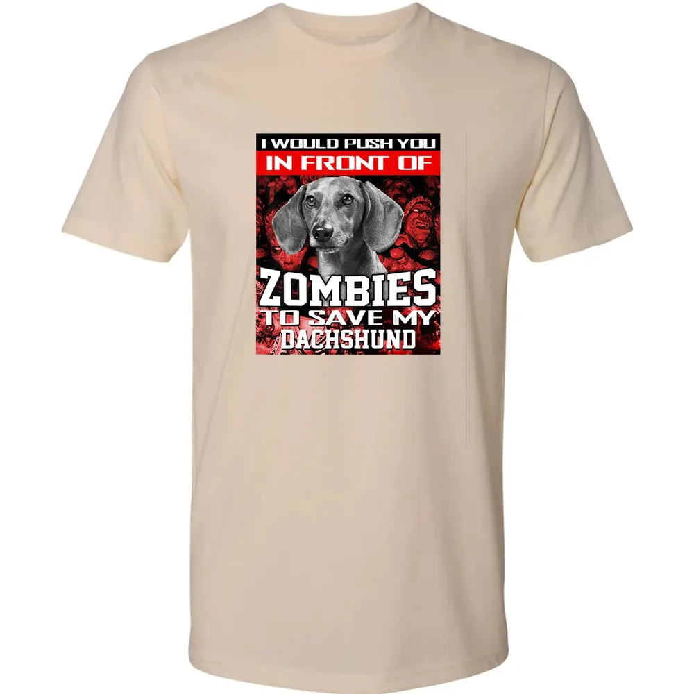 In Front Of Zombies To Save My Dachshund Halloween Saying Premium Unisex T-shirt - 13