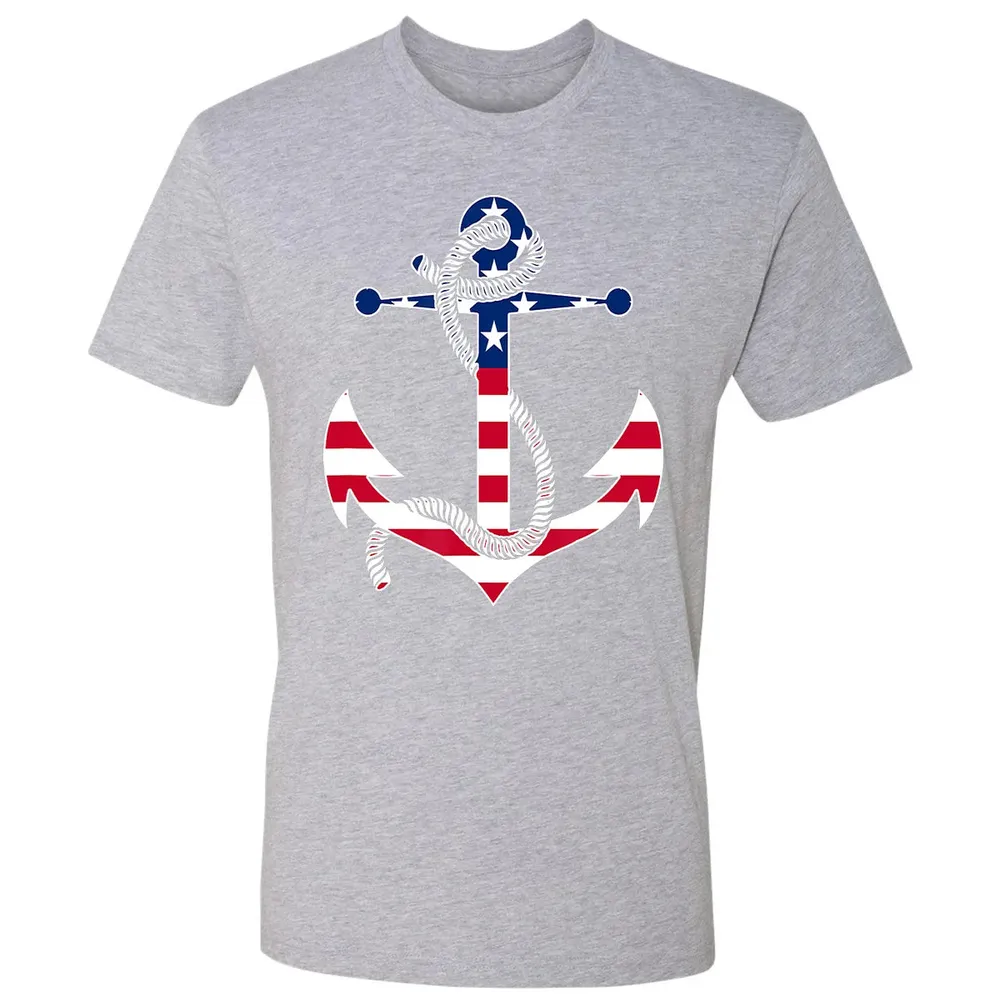 American Flag Patriotic Anchor   Memorial Day 4th Of July Premium Unisex T-shirt - 9