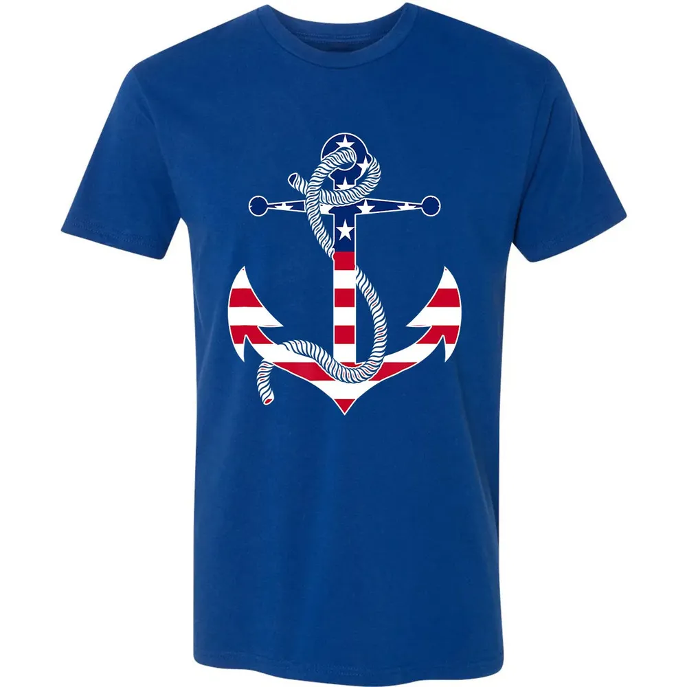 American Flag Patriotic Anchor   Memorial Day 4th Of July Premium Unisex T-shirt - 10