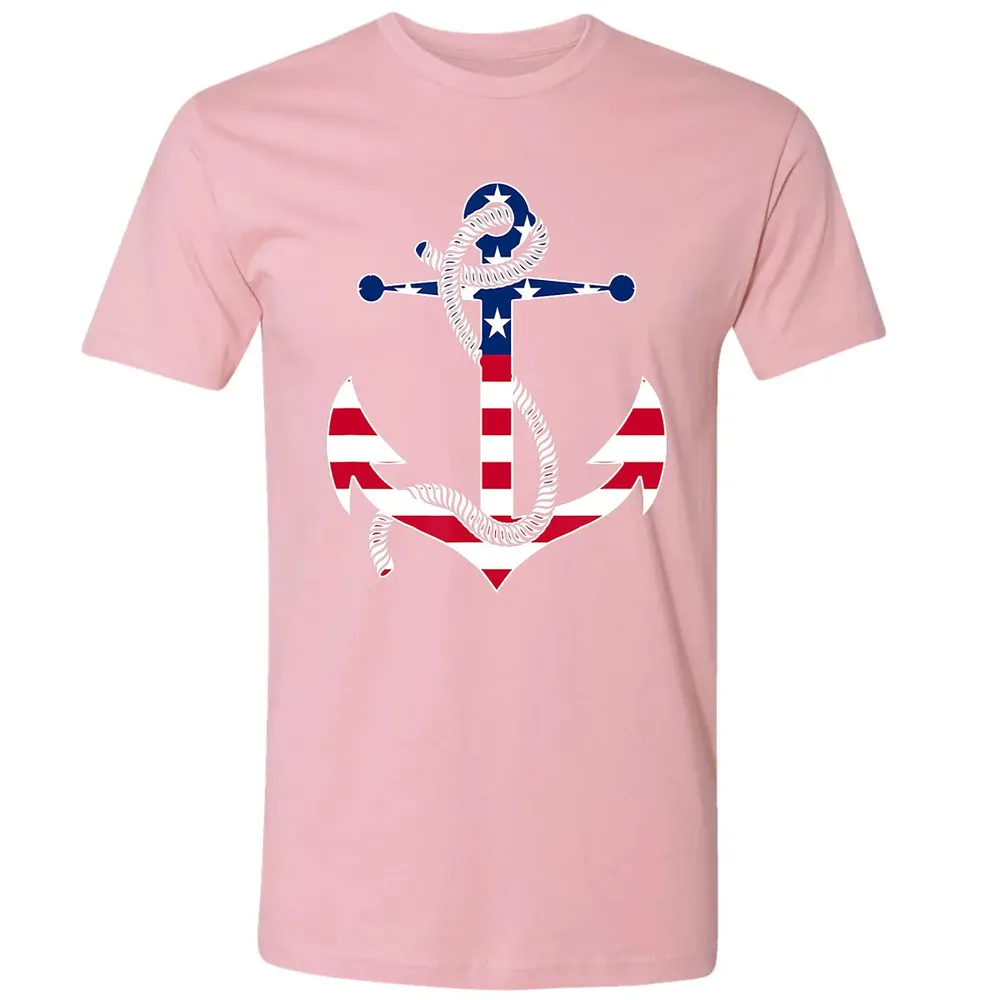 American Flag Patriotic Anchor   Memorial Day 4th Of July Premium Unisex T-shirt - 3