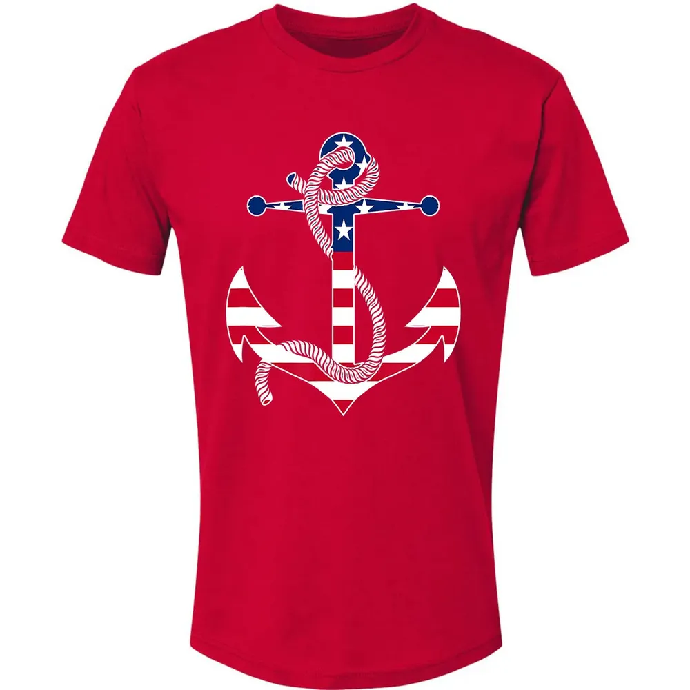 American Flag Patriotic Anchor   Memorial Day 4th Of July Premium Unisex T-shirt - 6