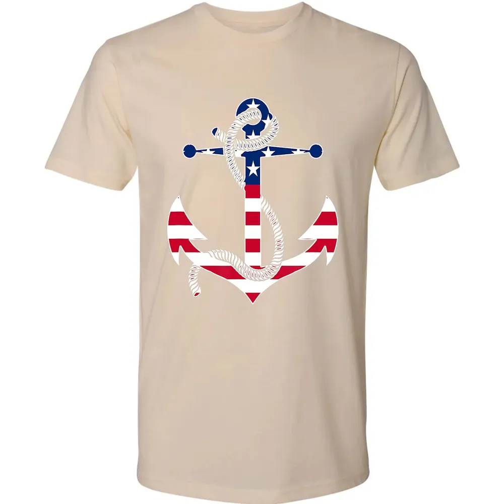 American Flag Patriotic Anchor   Memorial Day 4th Of July Premium Unisex T-shirt - 13