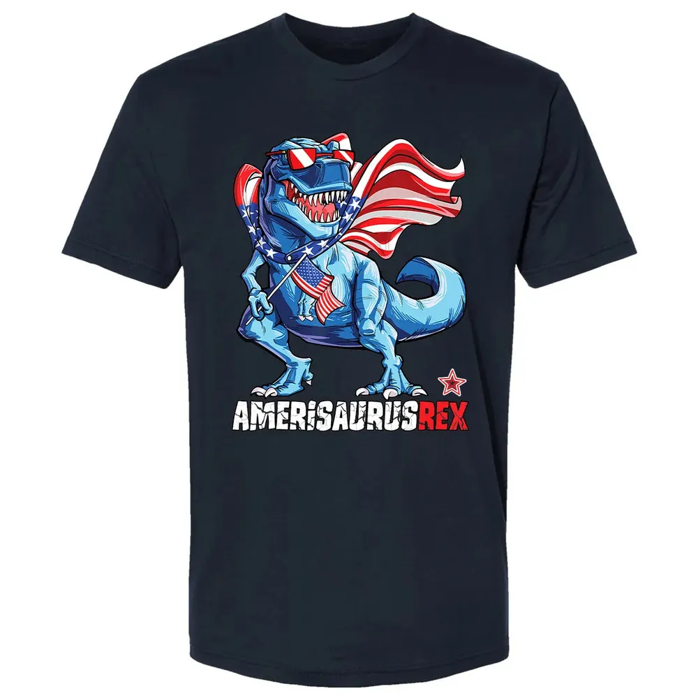 Dinosaur 4th of July  Kids Boys Men Amerisaurus T Rex Premium Unisex T-shirt - 2