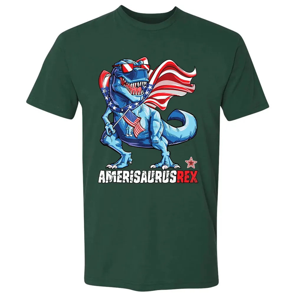 Dinosaur 4th of July  Kids Boys Men Amerisaurus T Rex Premium Unisex T-shirt - 12