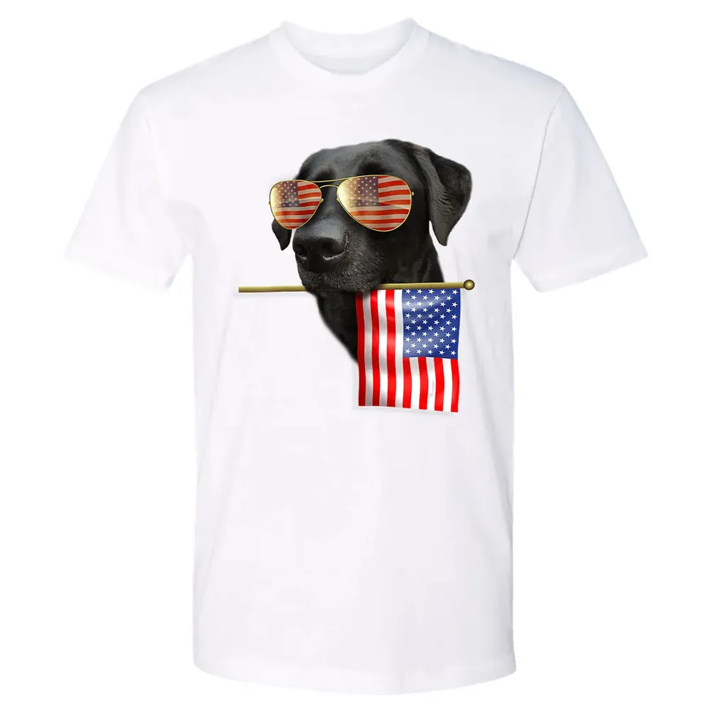 4th of July  Fun American Flag Labrador Dog Lover Gift Premium Unisex T-shirt - 4