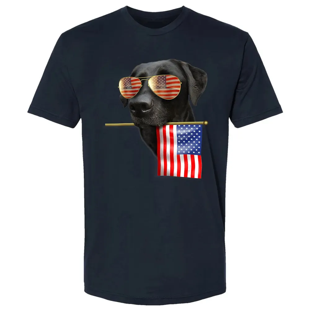 4th of July  Fun American Flag Labrador Dog Lover Gift Premium Unisex T-shirt - 2