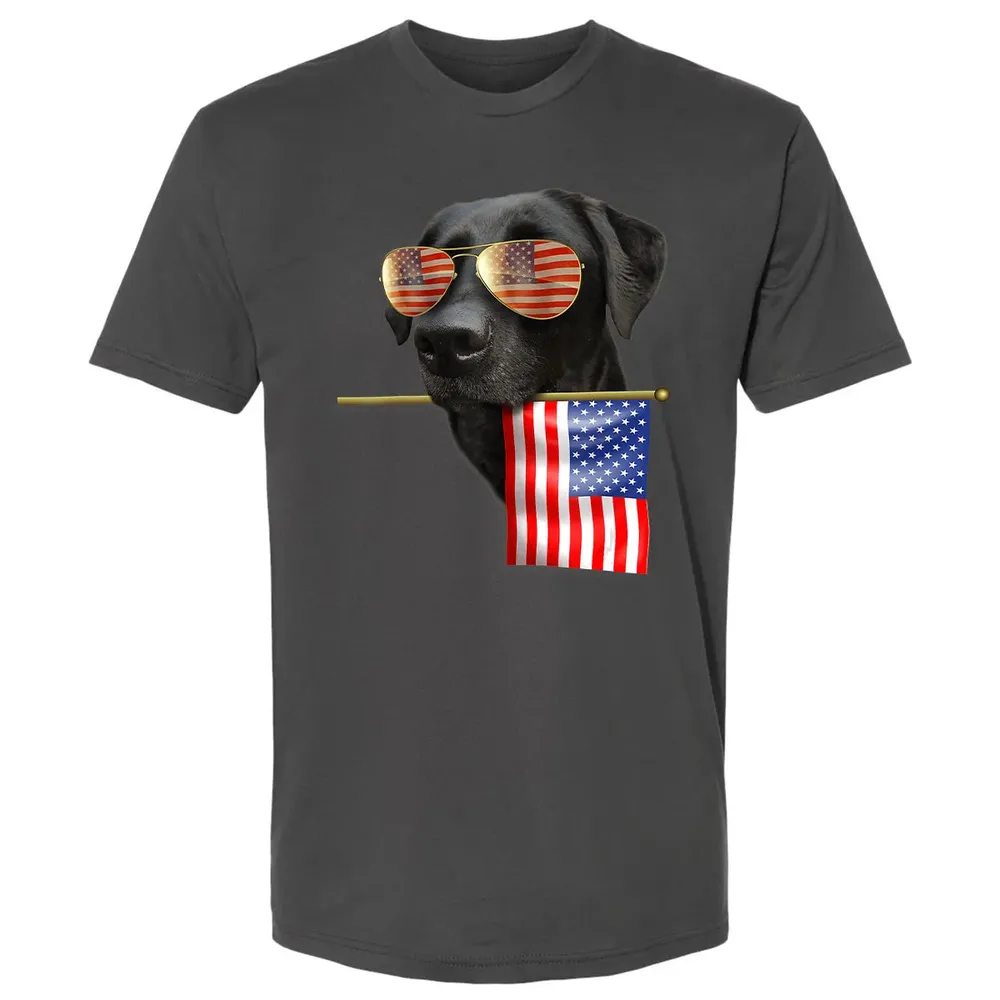 4th of July  Fun American Flag Labrador Dog Lover Gift Premium Unisex T-shirt - 8