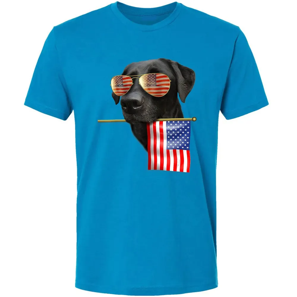4th of July  Fun American Flag Labrador Dog Lover Gift Premium Unisex T-shirt - 15