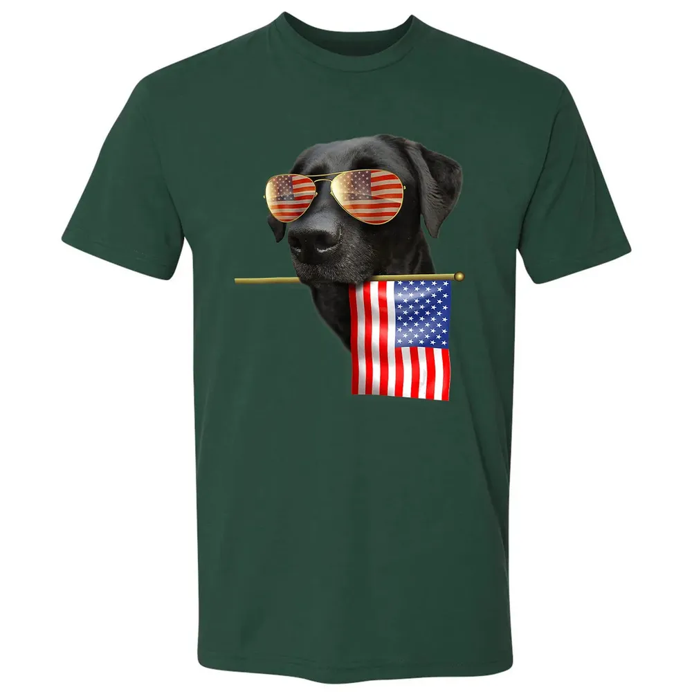 4th of July  Fun American Flag Labrador Dog Lover Gift Premium Unisex T-shirt - 12