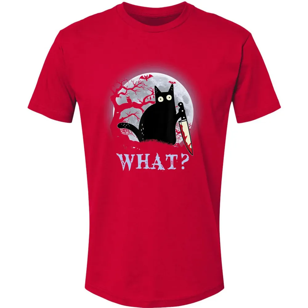 Cat What Murderous Black Cat With Knife Halloween Costume Premium Unisex T-shirt - 6