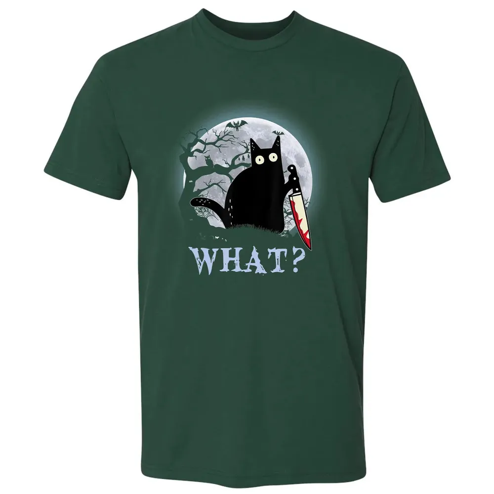 Cat What Murderous Black Cat With Knife Halloween Costume Premium Unisex T-shirt - 12