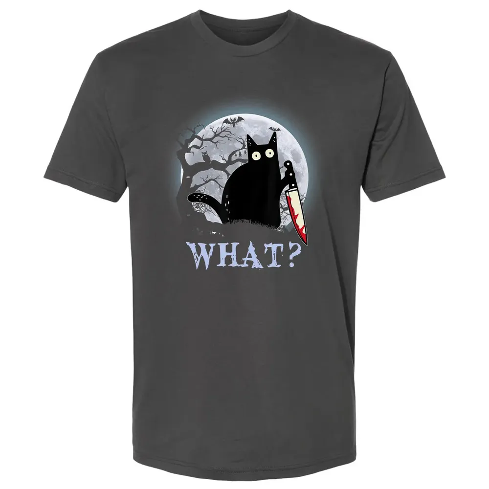 Cat What Murderous Black Cat With Knife Halloween Costume Premium Unisex T-shirt - 8