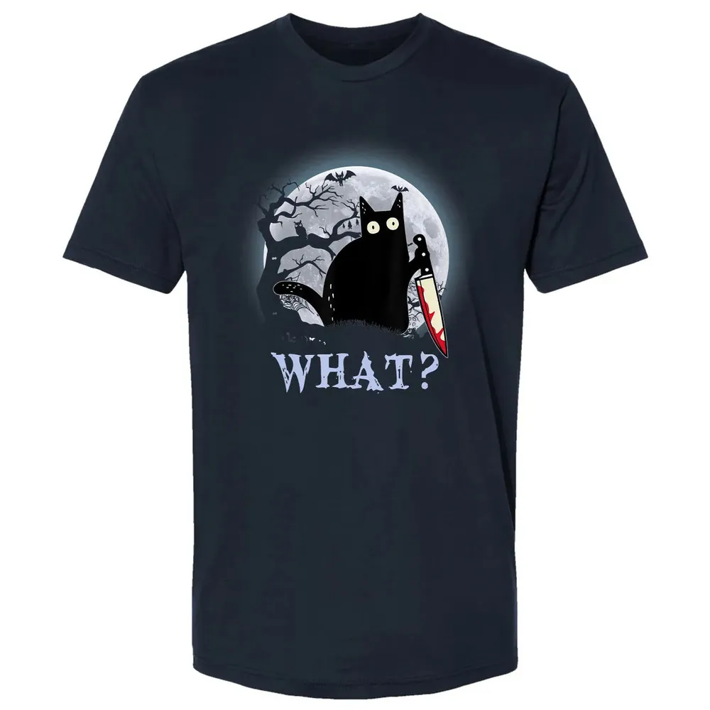 Cat What Murderous Black Cat With Knife Halloween Costume Premium Unisex T-shirt - 2
