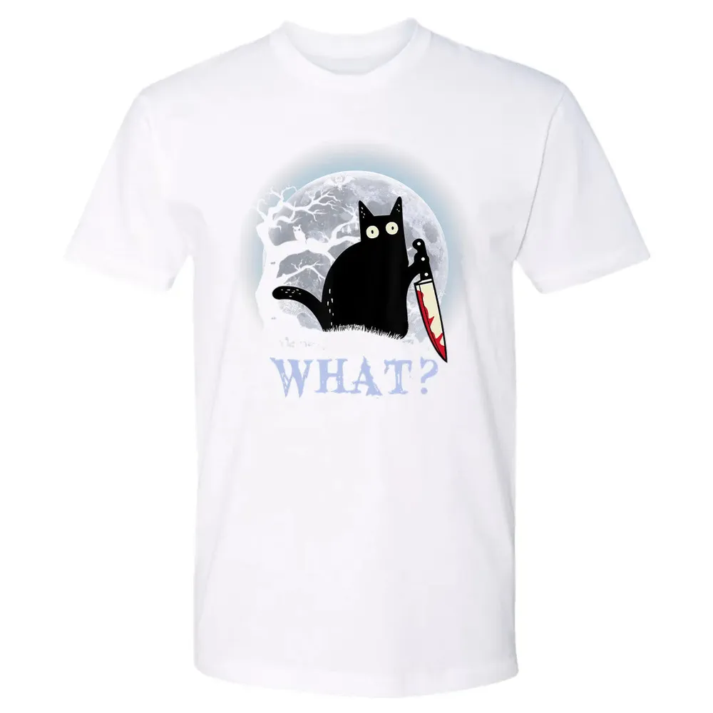 Cat What Murderous Black Cat With Knife Halloween Costume Premium Unisex T-shirt - 4