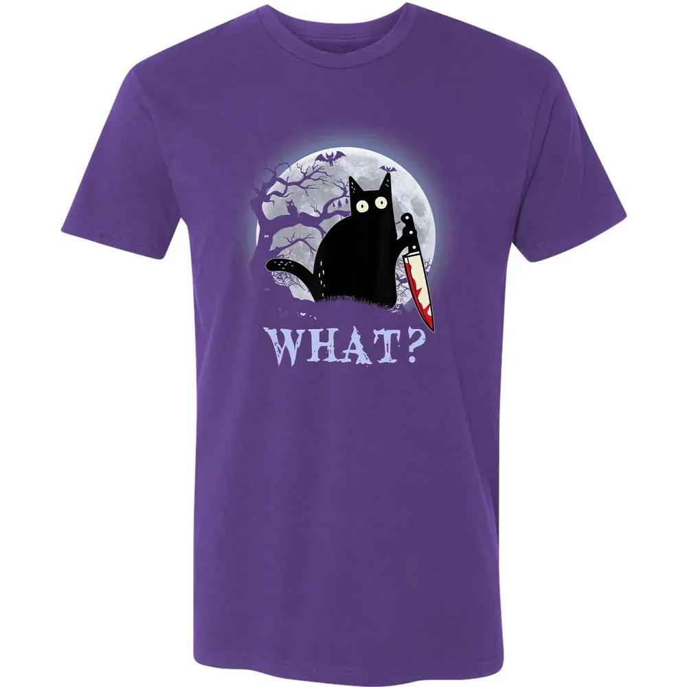 Cat What Murderous Black Cat With Knife Halloween Costume Premium Unisex T-shirt - 7